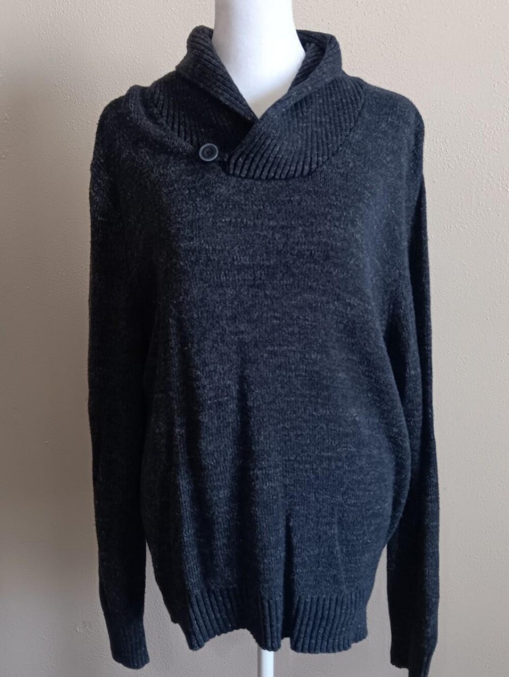 Urban Pipeline Shawl Collar Charcoal Mens Knit Pullover Academia Sweater Large - Picture 8 of 8